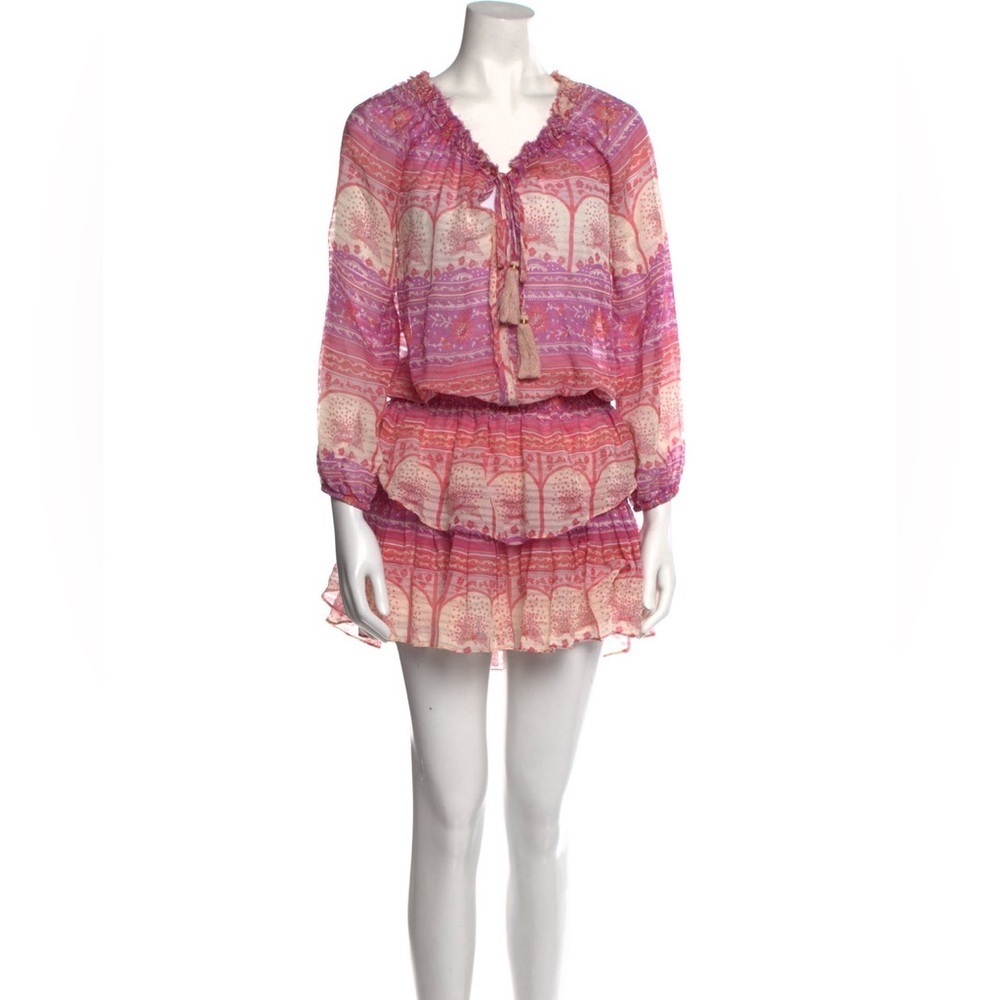 LoveShackFancy Woman’s Printed Silk Long Sleeve Mini Dress Size S